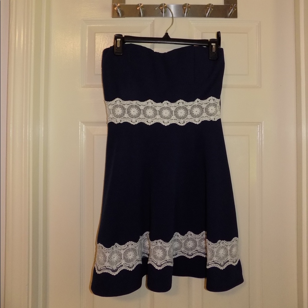 Navy Strapless Sun Dress